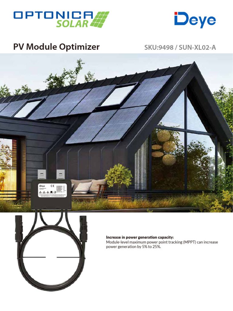Photovoltaic Smart Optimizer SUN-XL02-A | PDF | Photovoltaics | Energy ...