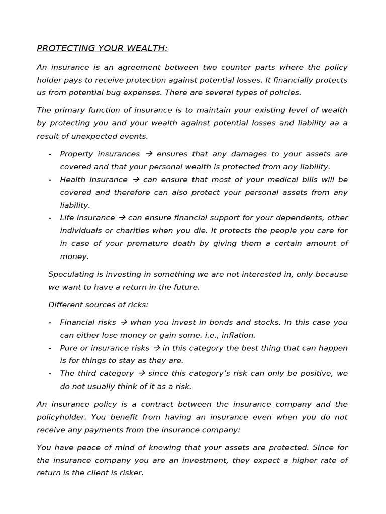 PROTECTING YOUR WEALTH | PDF | Insurance | Risk