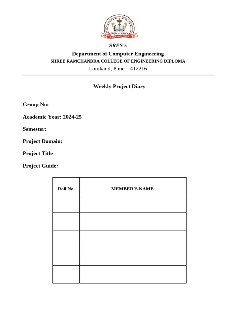 Project Diary 2024-45 - Front Page | PDF