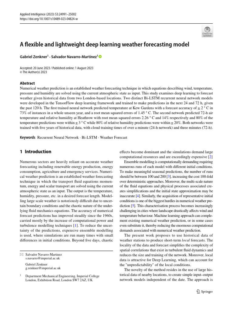 Deep Learning Weather Forecasting Model | PDF | Forecasting | Weather ...