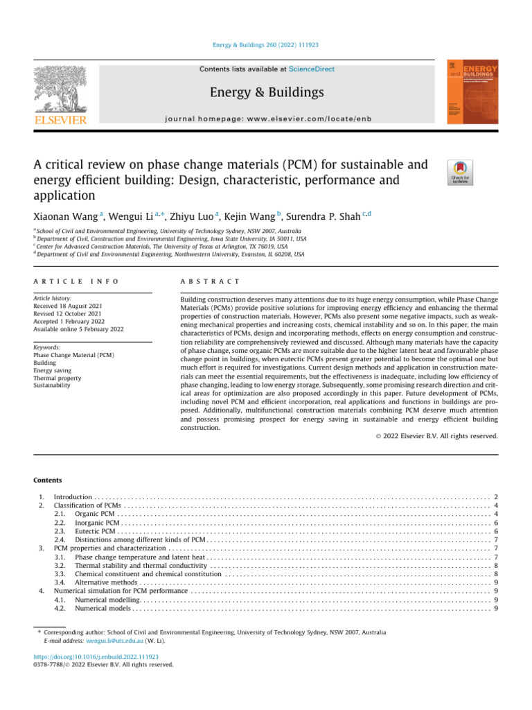 Phase Change Materials in Sustainable Buildings | PDF | Alkane ...
