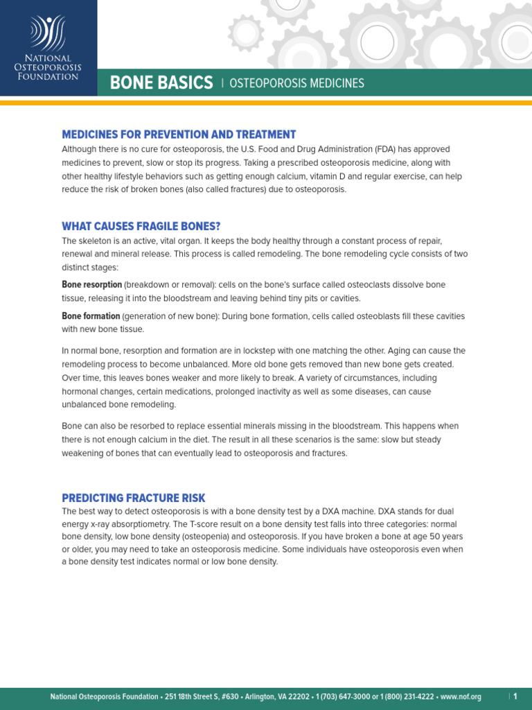 Bone Basics - Osteoporosis Medicines FINAL 6.12.19 | PDF | Osteoporosis ...