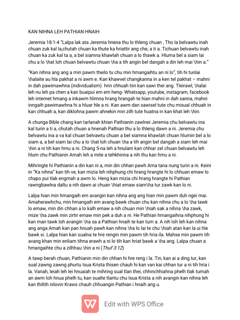 Kan Nihna Leh Pathian Hnaih - 052855 | PDF