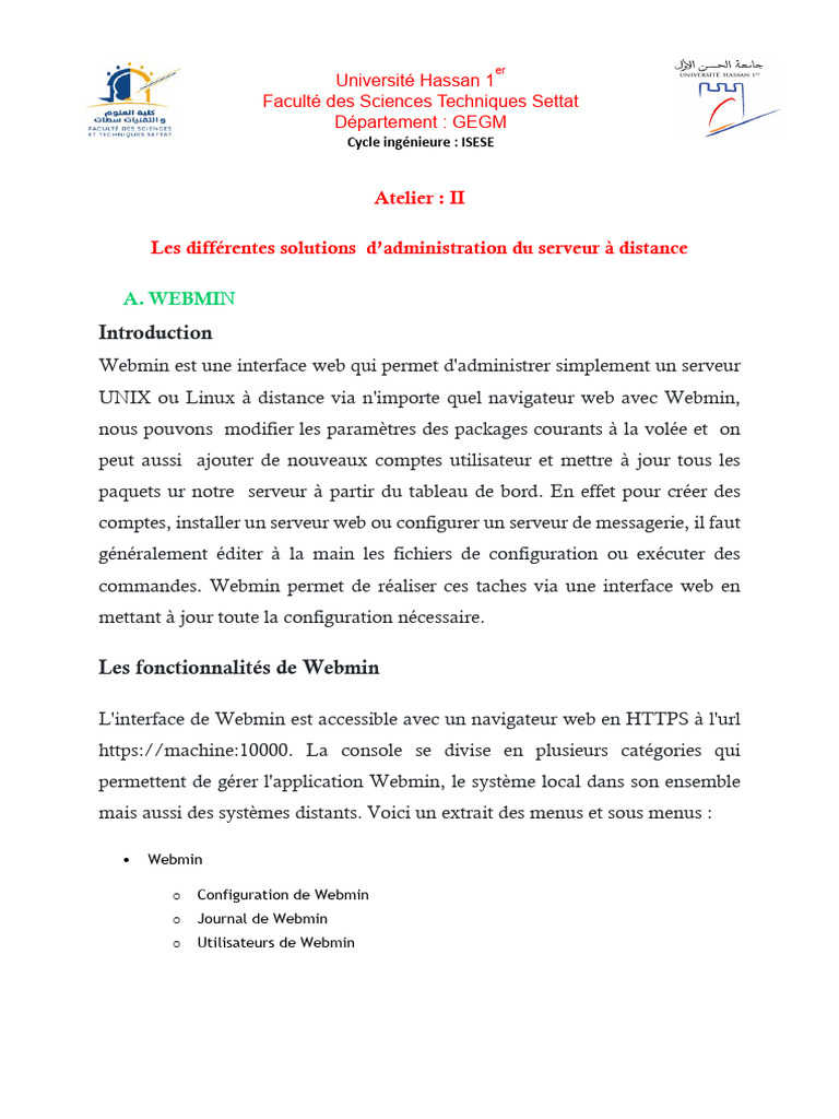 Administration de serveurs avec Webmin | PDF | Enveloppe de protection ...