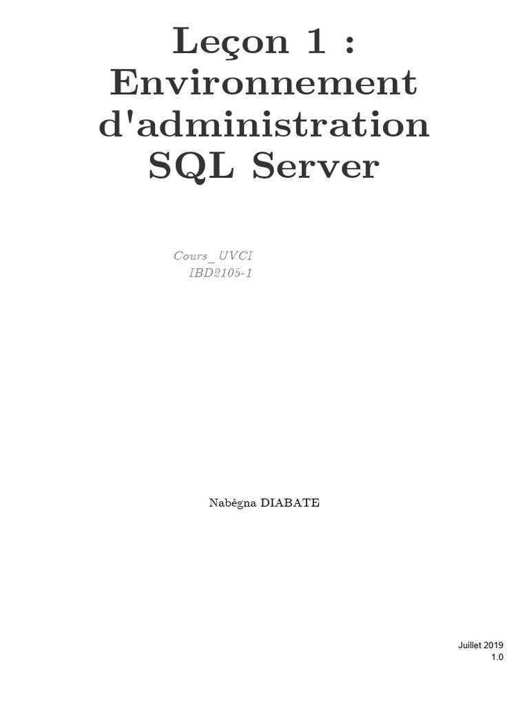 Administration de bases de données SQL Server | PDF | Microsoft SQL ...