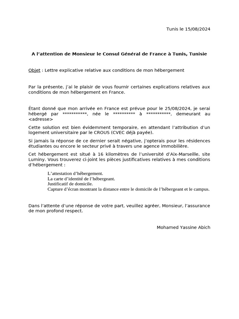 Lettre Explicative Logement | PDF
