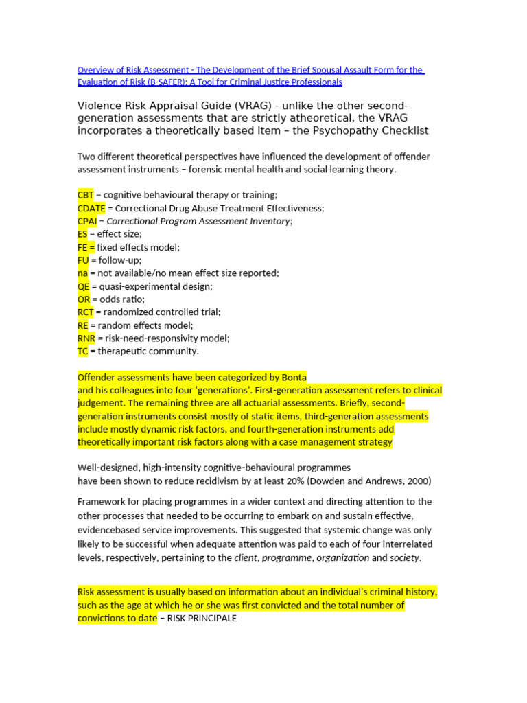 Offender Rehabilitation and Risk Assessment | PDF | Meta Analysis ...