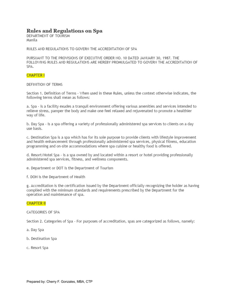 Spa Accreditation Rules in the Philippines | PDF | Spa | Resort