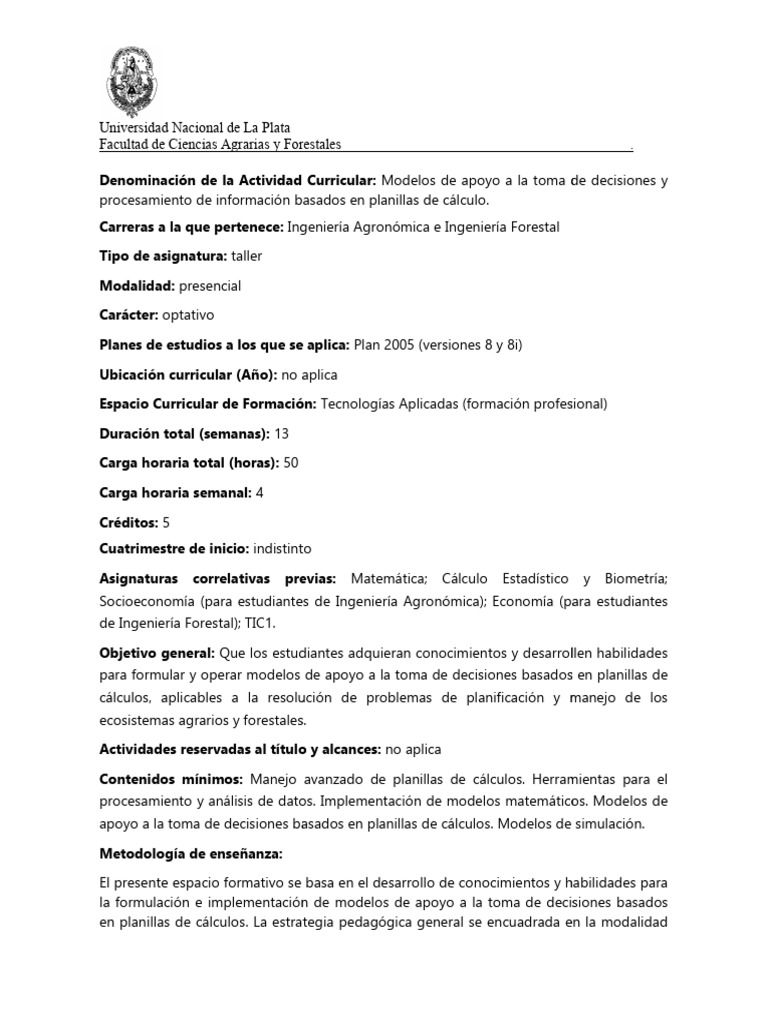 Programa Modelos de Soporte A La Toma de Decisiones - 2024 | PDF ...