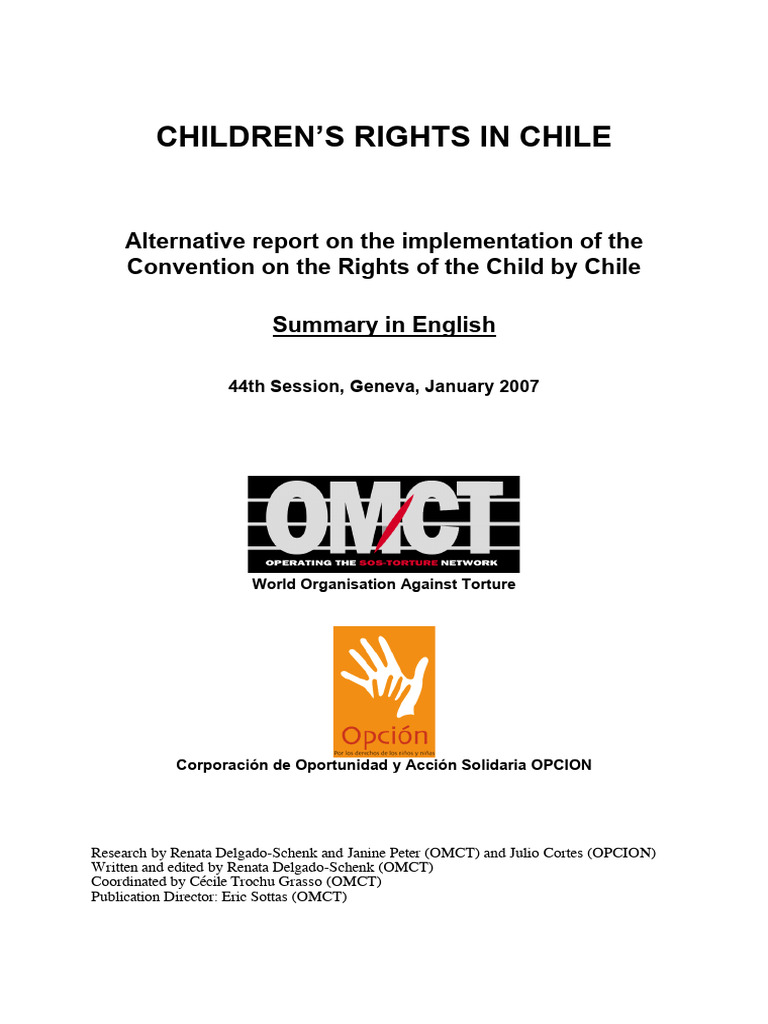 Children's Rights Report: Chile 2007 | PDF | Violence | Discrimination