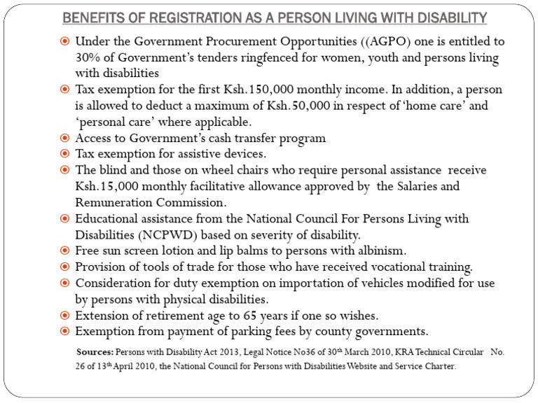 Benefits of Registration As A Person Living With Disabilities | PDF