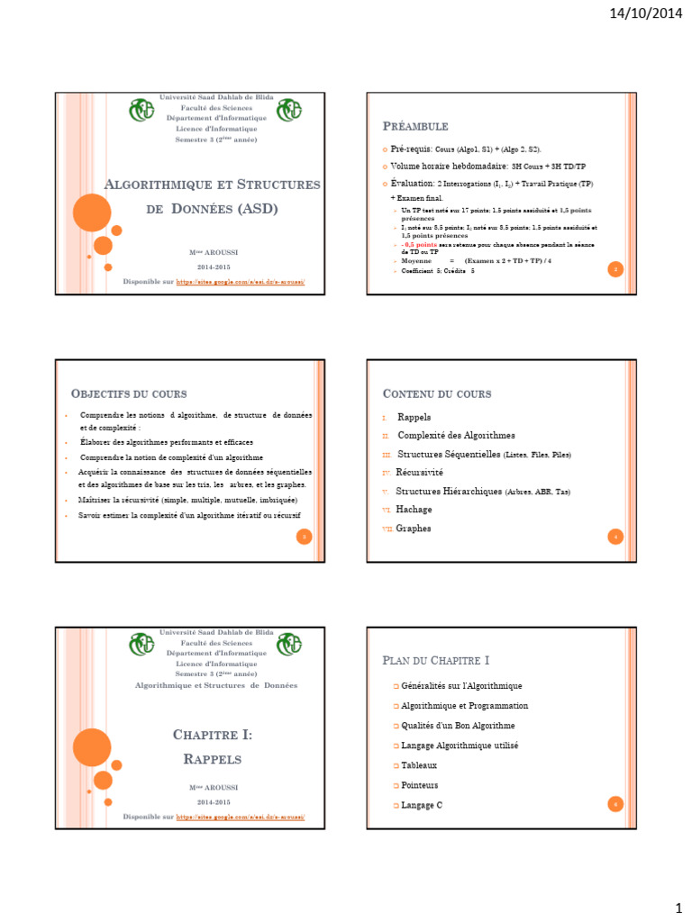 Cours sur l'Algorithmique et les Structures de Données | PDF ...