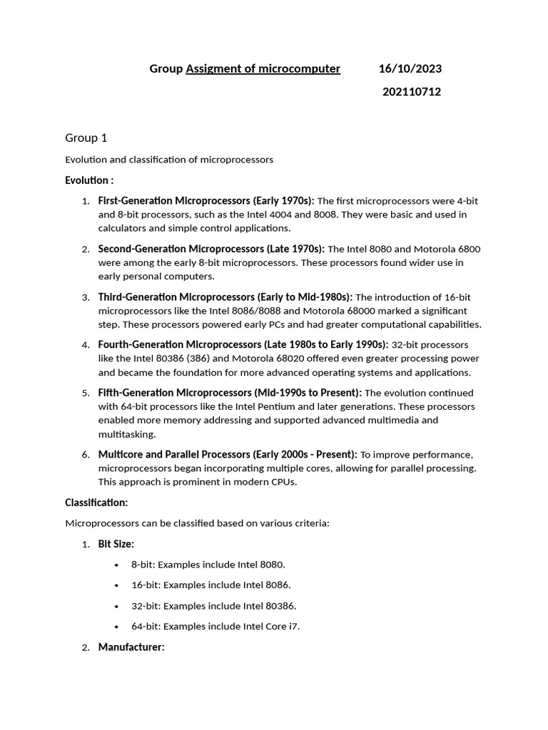 Assigment of microcomputer | PDF | Central Processing Unit | Microprocessor