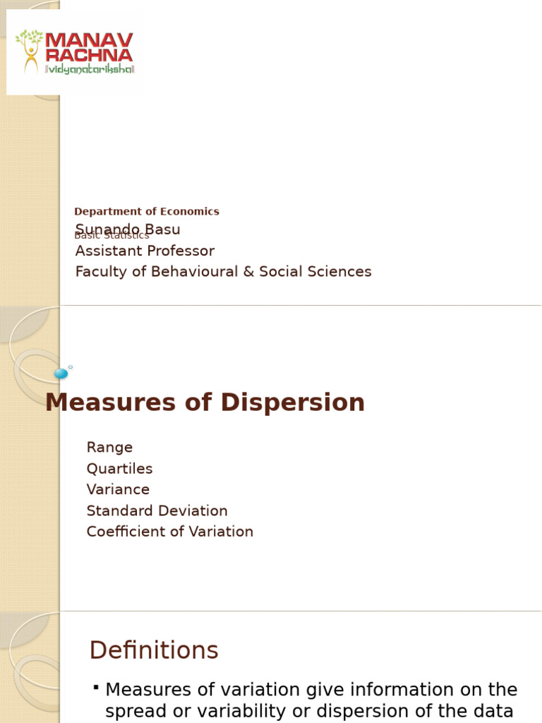 Understanding Measures of Dispersion | PDF | Coefficient Of Variation ...