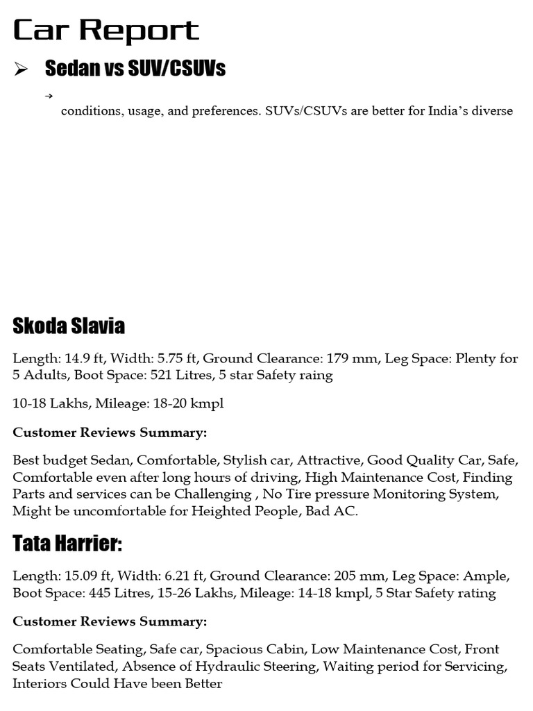 Car Report | PDF | Car | Fuel Economy In Automobiles