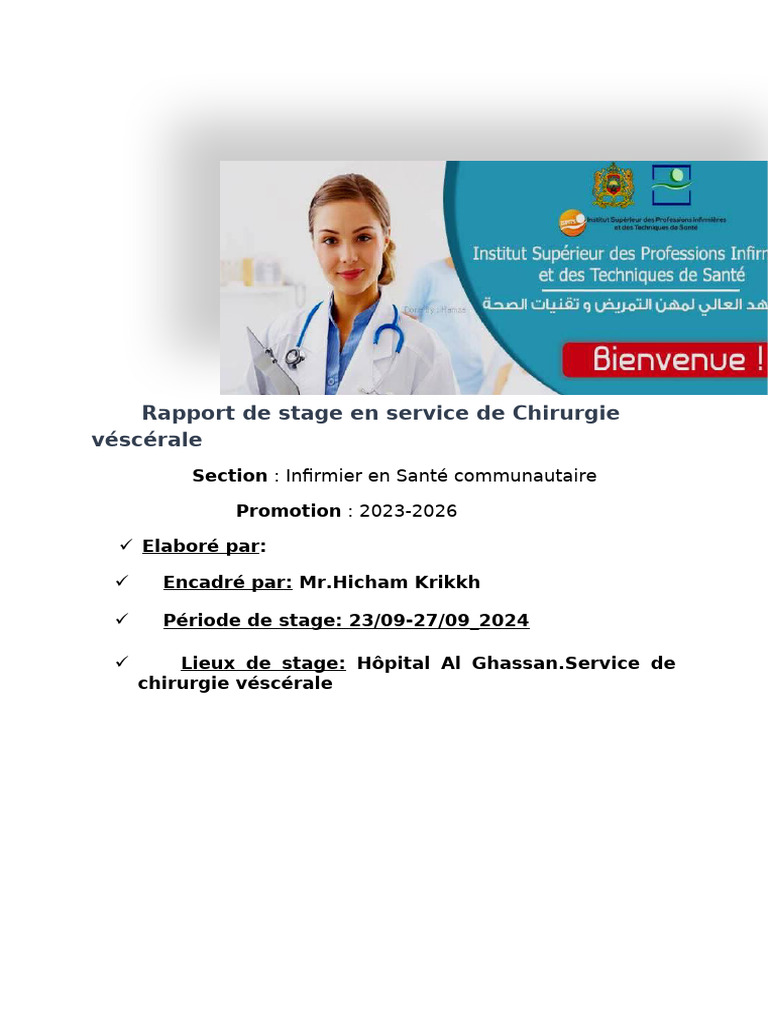 Rapport de stage en chirurgie viscérale | PDF | Chirurgie | Tension ...