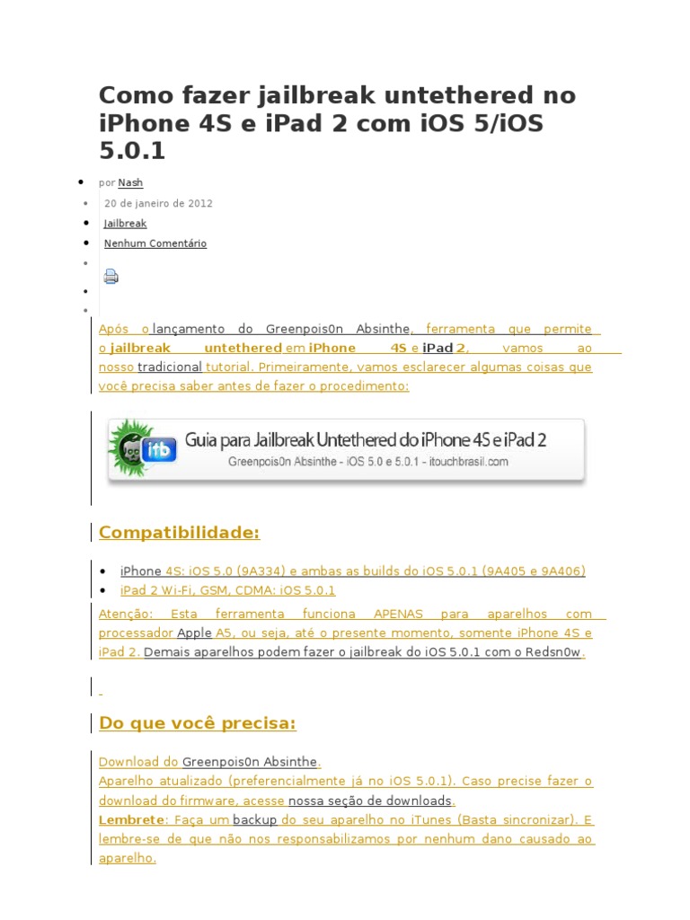How to Jailbreak iPhone 4S & iPad 2 on iOS 5.0.1 with Absinthe