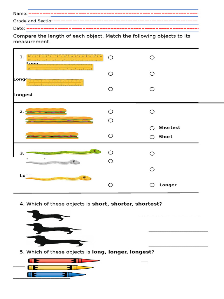 Comparing Length Exercise | PDF