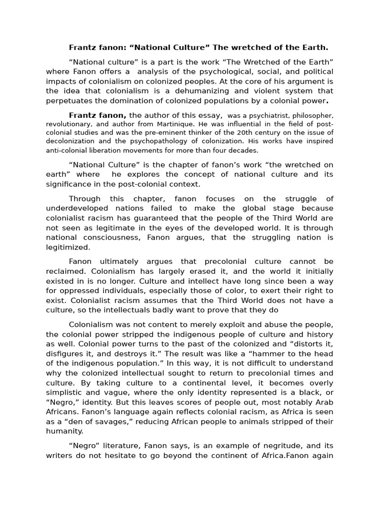 Fanon Pdf Frantz Fanon Colonialism