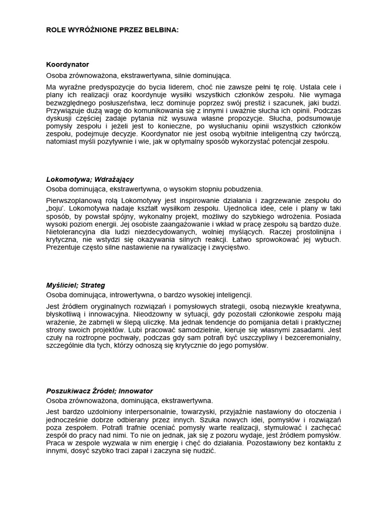 Belbin - Role | PDF
