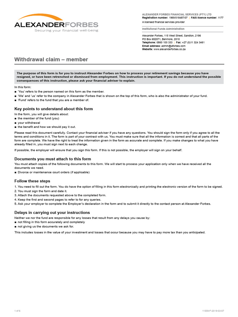 Member Withdrawal Claim Form Guide | PDF | Retirement | Guarantee