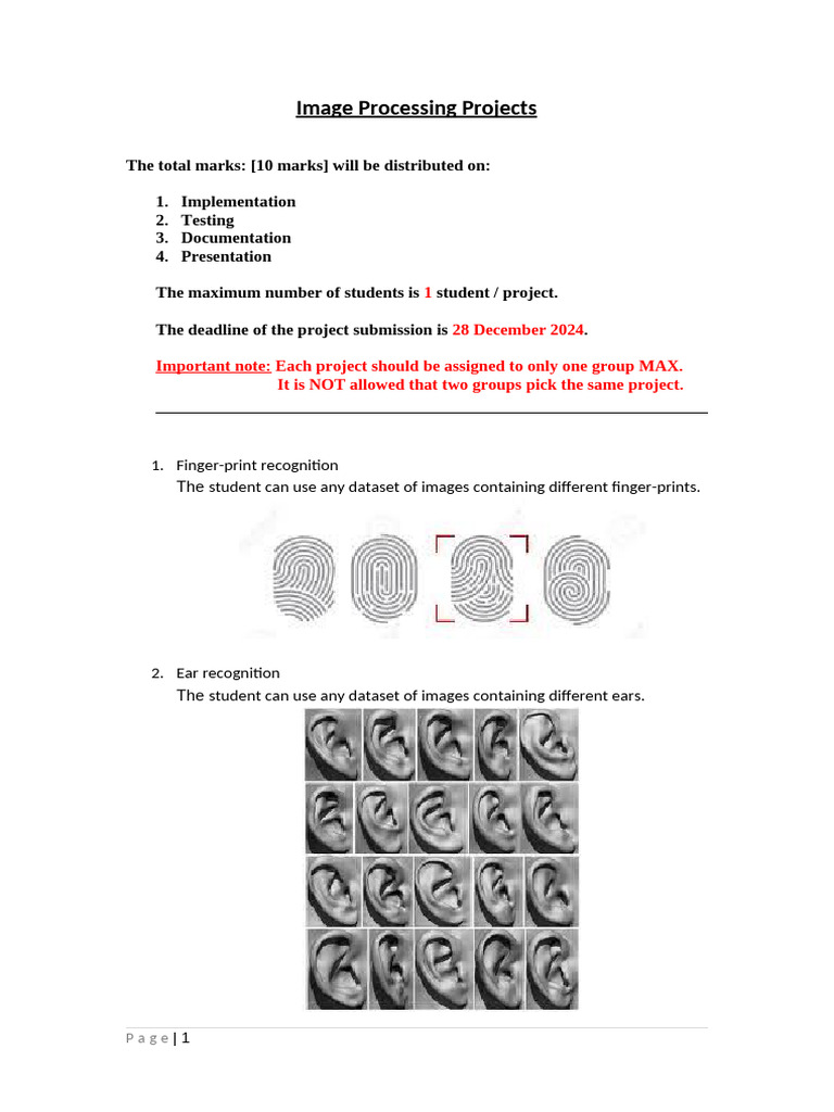 Image Processing Projects FALL 2024 | PDF | Optical Character ...