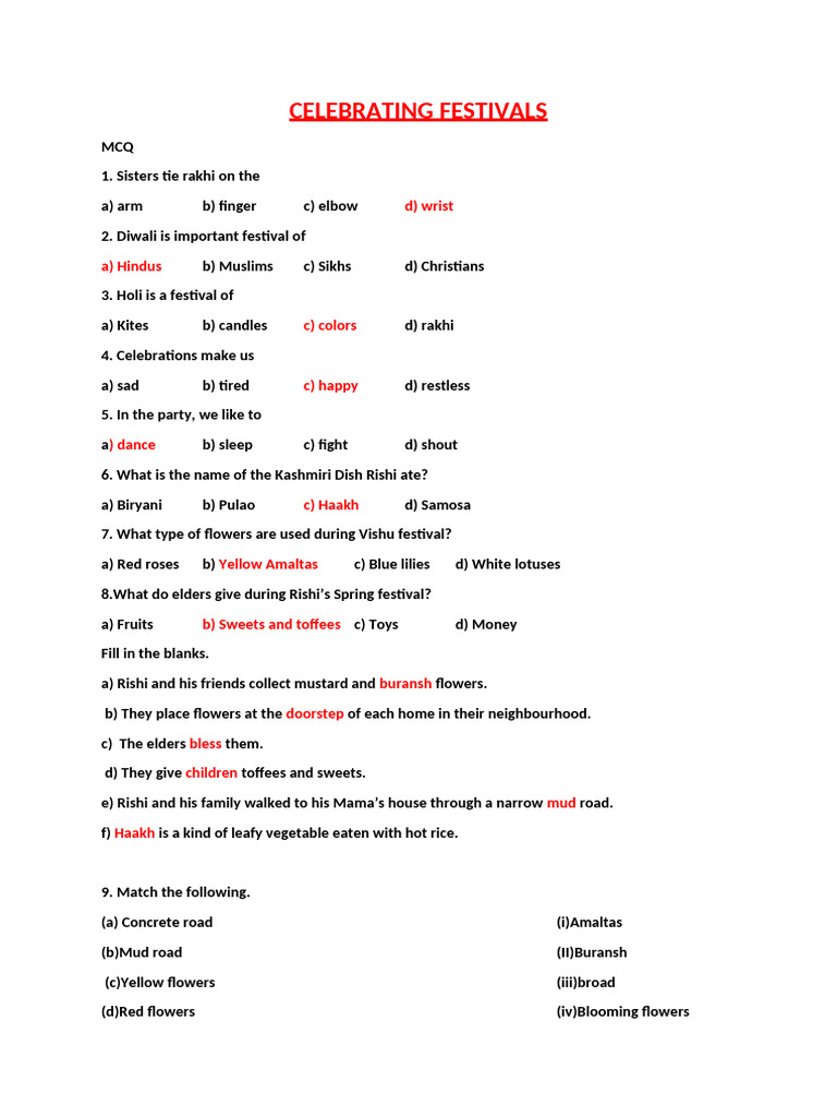 Celebrating Festivals Pdf