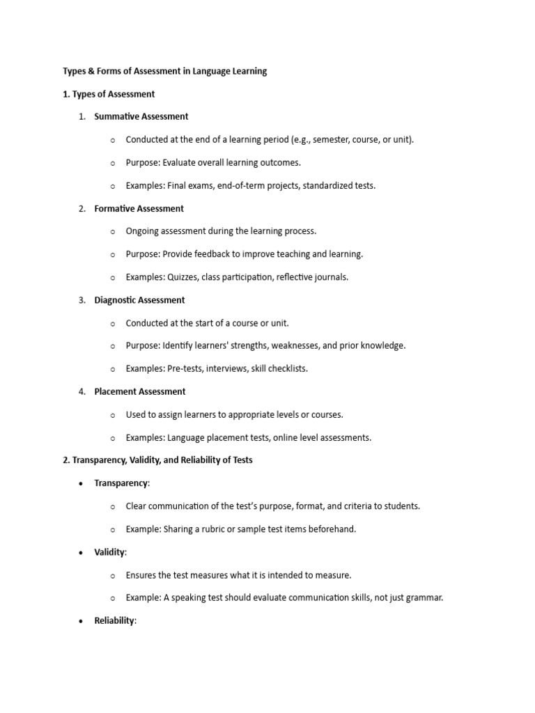 Language Learning Assessment Types | PDF | Educational Assessment ...