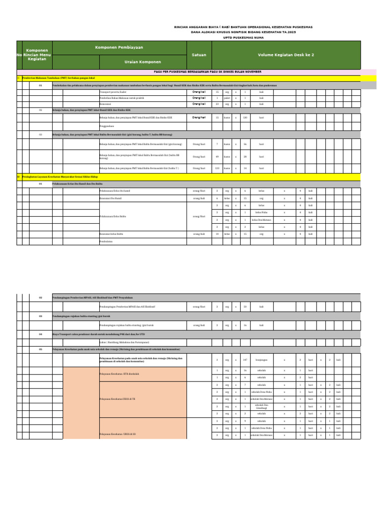 RAB Bantuan Operasional Kesehatan Puskesmas | PDF
