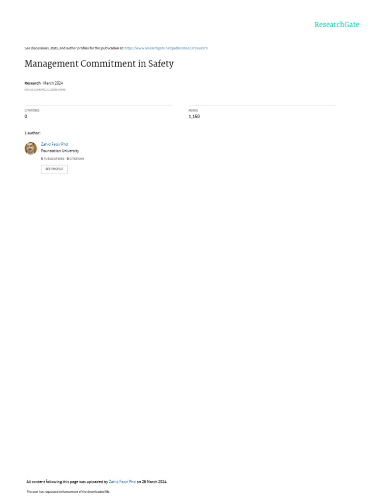 Management Commitment to Workplace Safety | PDF | Safety | Occupational ...