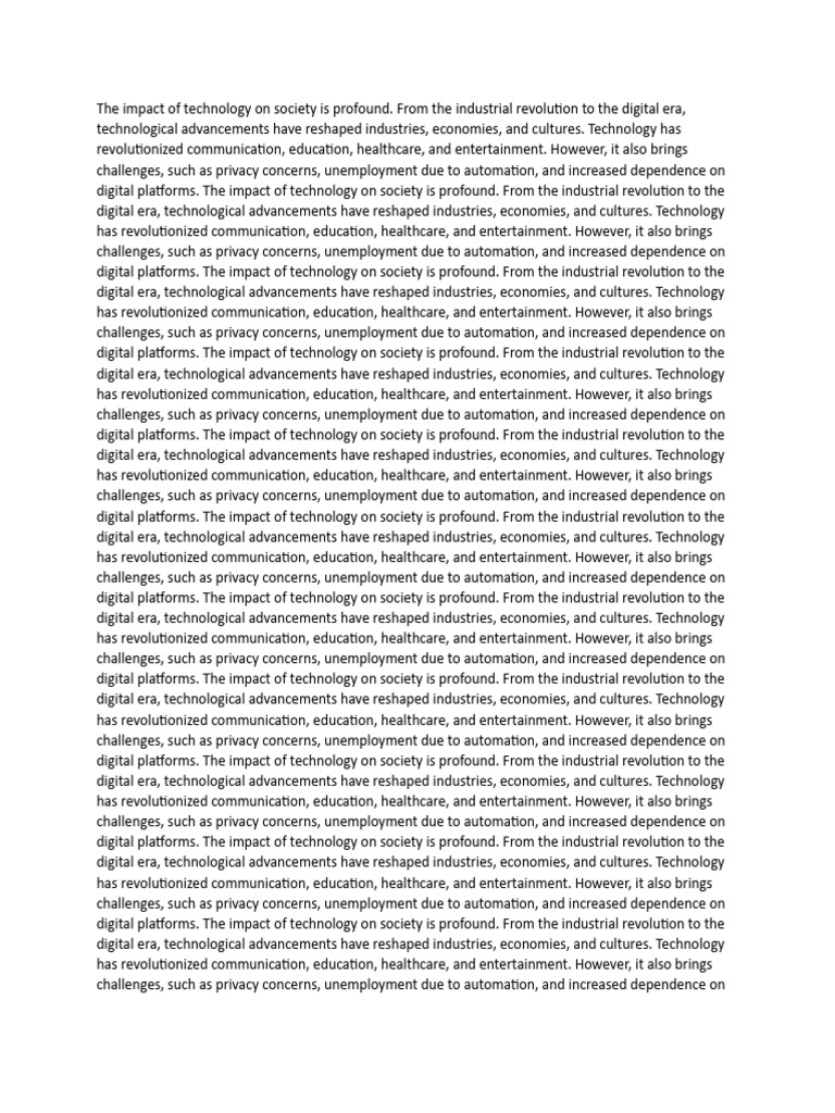 The Impact of Technology On Society Is Profound | PDF | Automation ...