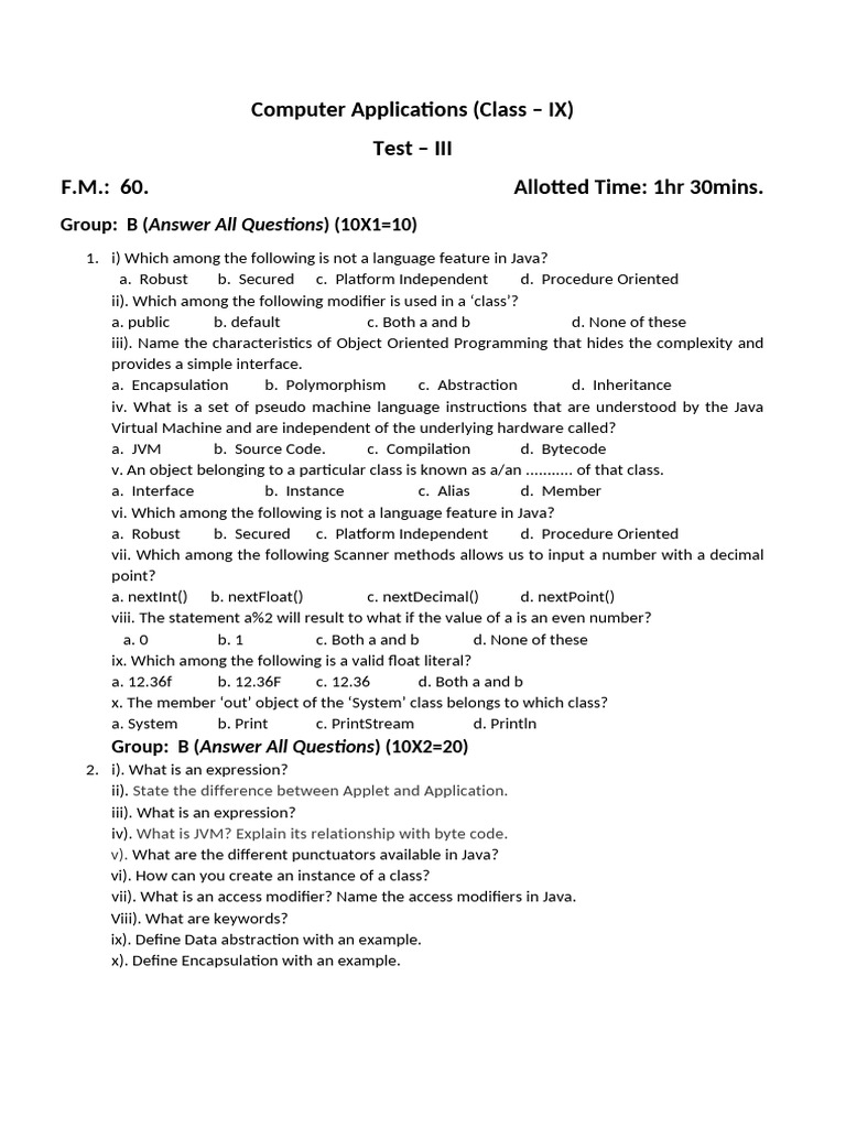 Test - 3 | PDF | Class (Computer Programming) | Java Virtual Machine