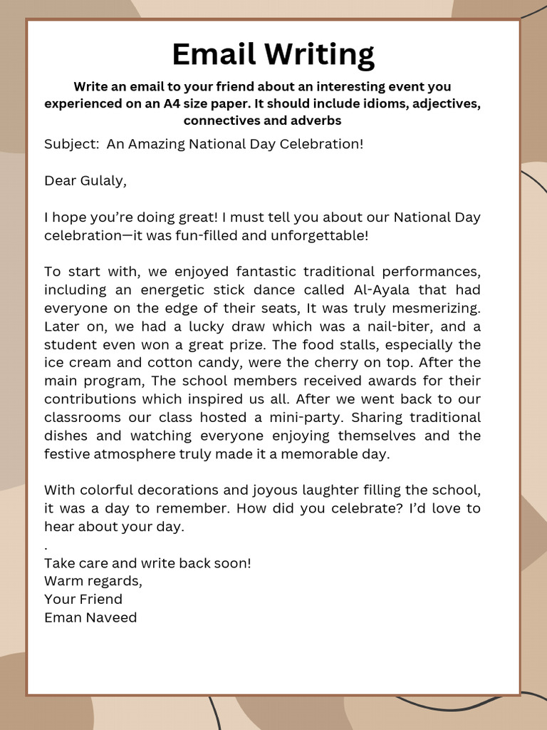 Memorable National Day Celebration Email | PDF