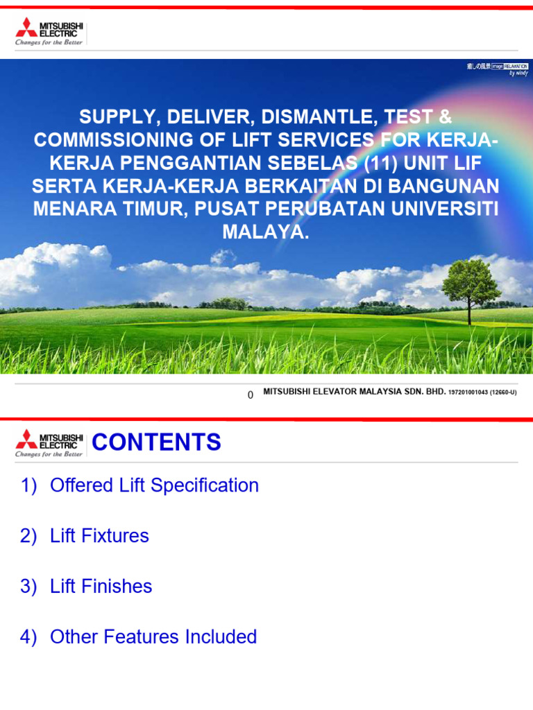 Mitsubishi Elevator Lift Specifications | PDF | Elevator | Door