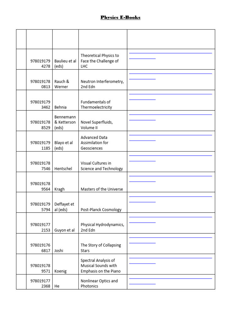 Physics E-Books Catalog | PDF | Physics | Applied And Interdisciplinary ...