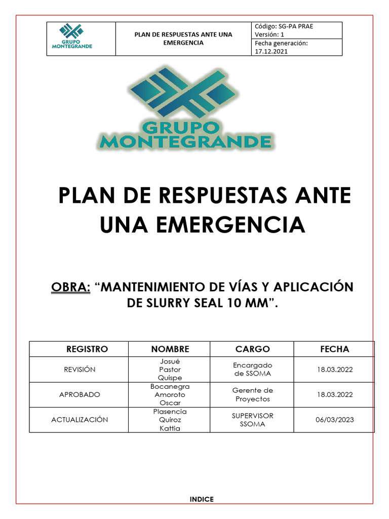 Plan de Repuestas Ante Una Emergencia | PDF | Primeros auxilios ...