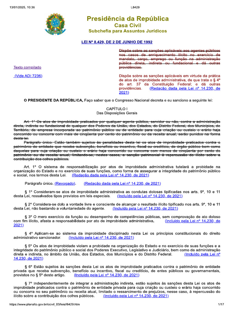 Lei 8429 | PDF