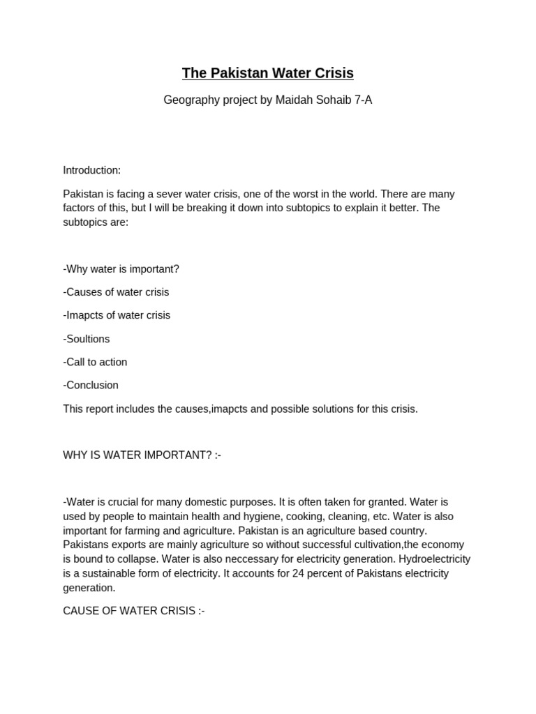Pakistan's Severe Water Crisis Explained | PDF | Water Scarcity | Water