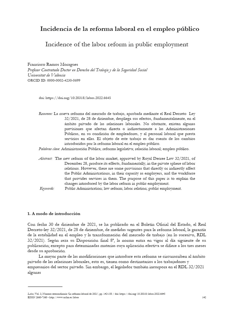 Impacto de la reforma laboral en empleo público | PDF | Derecho laboral ...