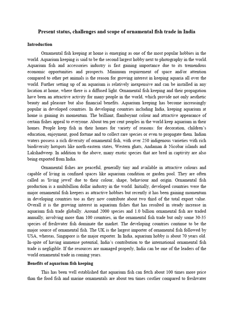 Ornamental Fish Trade in India: Status & Scope | PDF | Fishkeeping ...