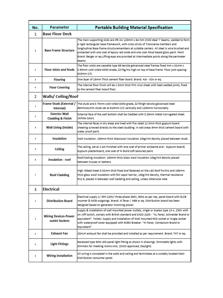 HSQ 610 Portable Building Specifications | PDF | Framing (Construction ...