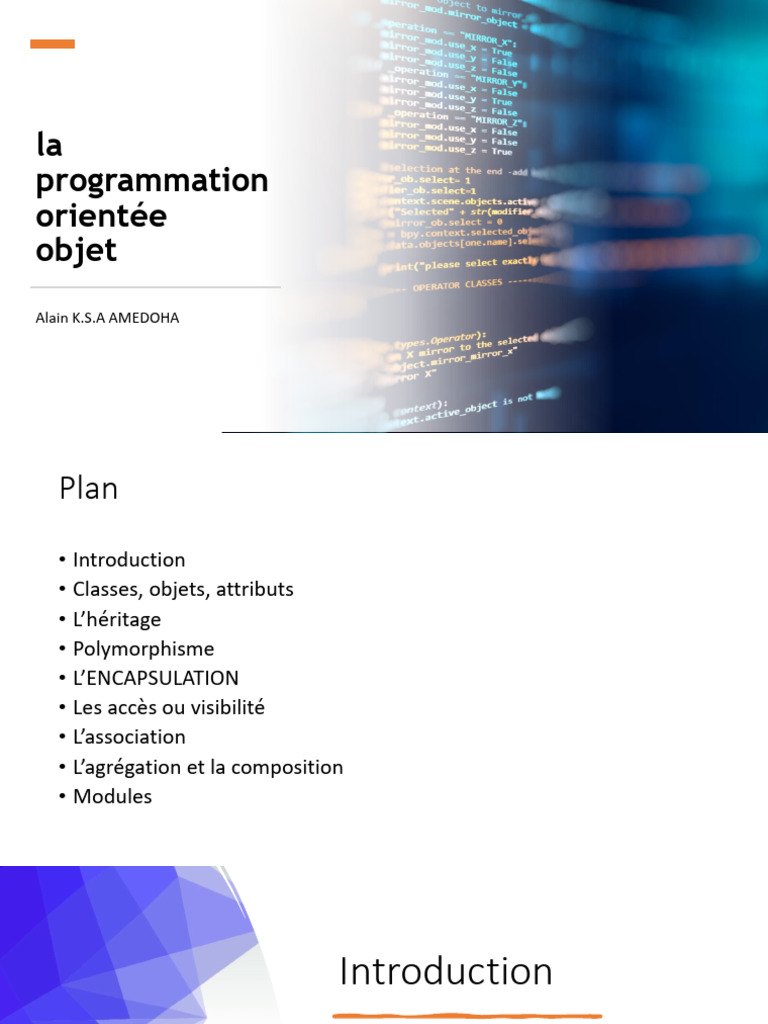 Introduction à la Programmation Orientée Objet | PDF | Classe ...