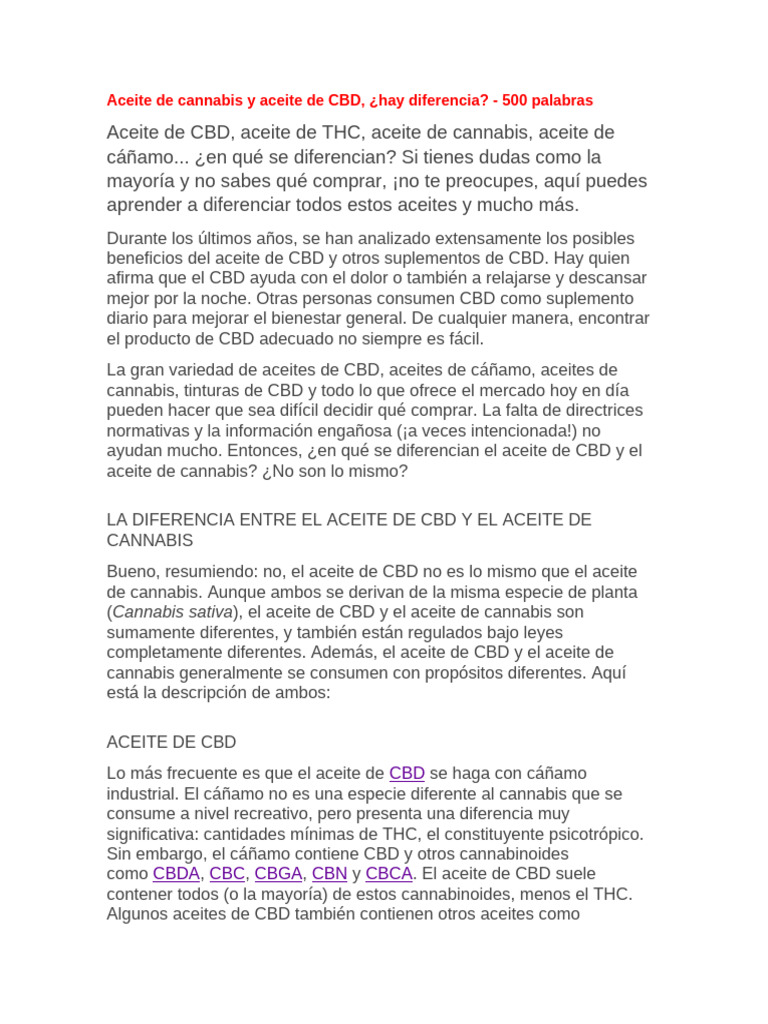 Aceite de Cannabis y Aceite de CBD | PDF | Cannabis (Droga) | Cáñamo