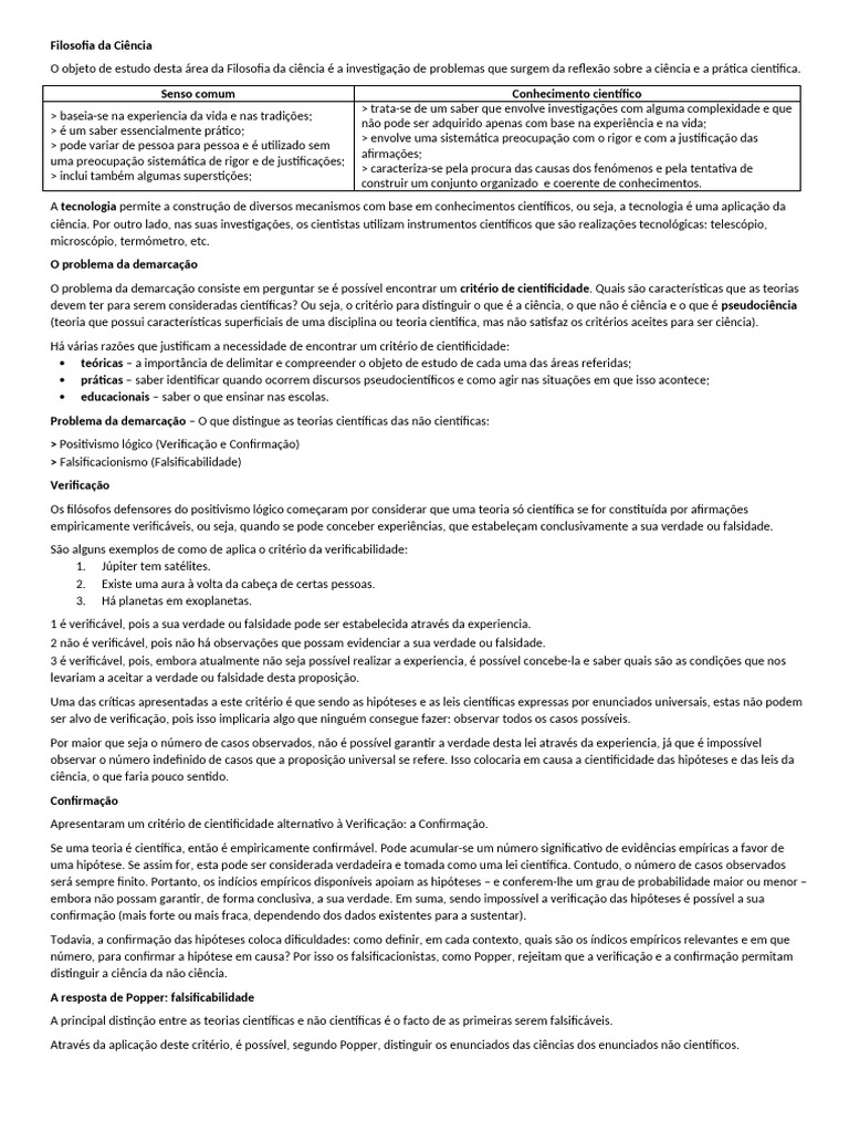 Filosofia da Ciência e Teorias Científicas | PDF | Science | Método ...