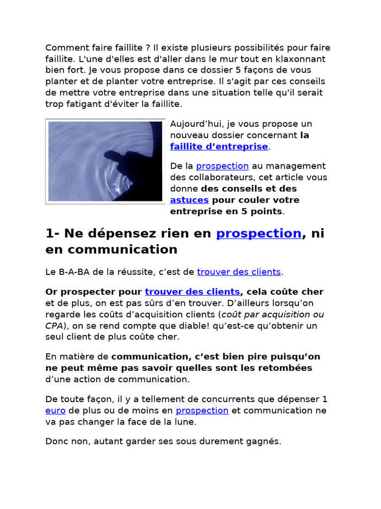 5 conseils pour faire faillite | PDF | Business | Commercialisation