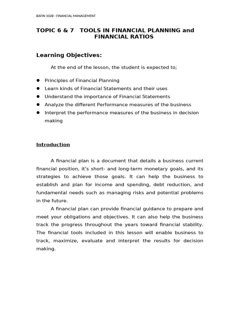 Financial Planning Tools Overview | PDF | Net Income | Expense