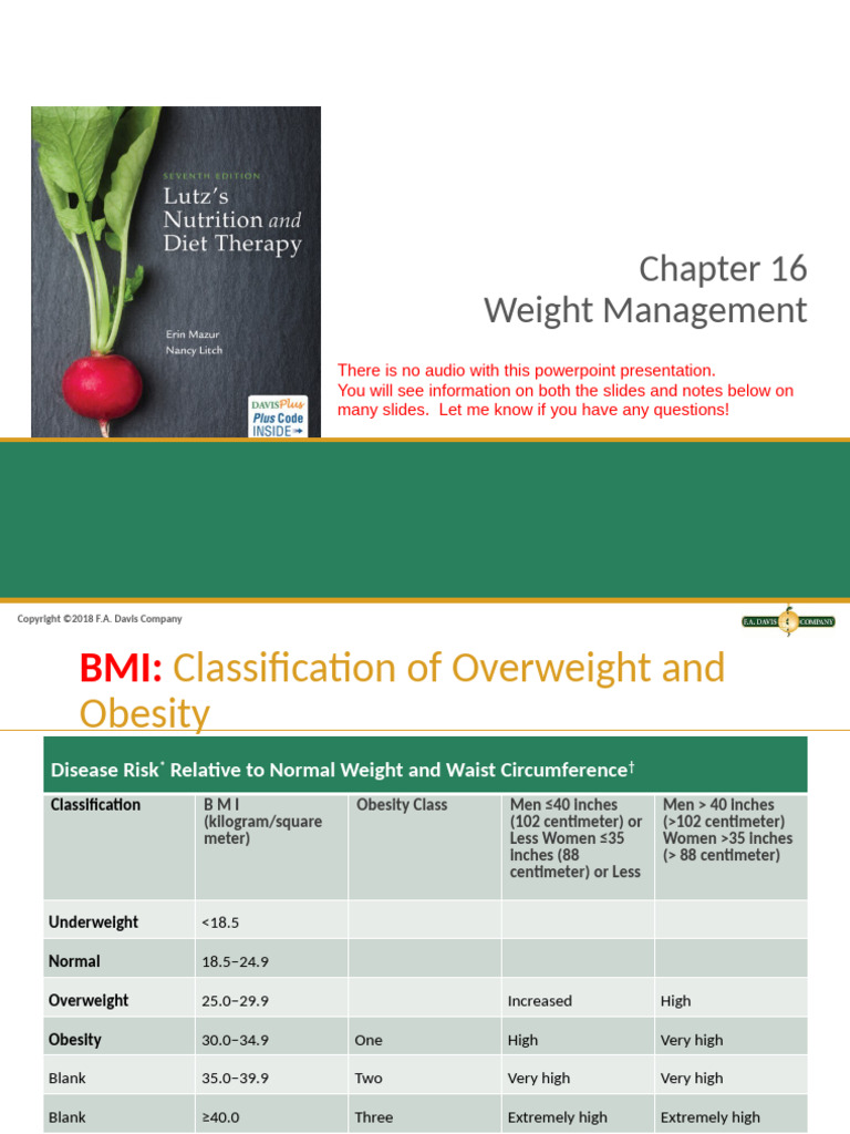 Chapter 16 Weight Management (Notes) F22 | PDF | Body Mass Index | Obesity