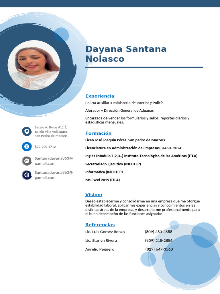 Perfil Profesional de Dayana Santana | PDF