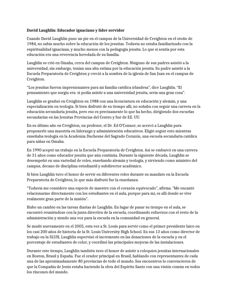 David Laughlin: Líder en educación jesuita | PDF