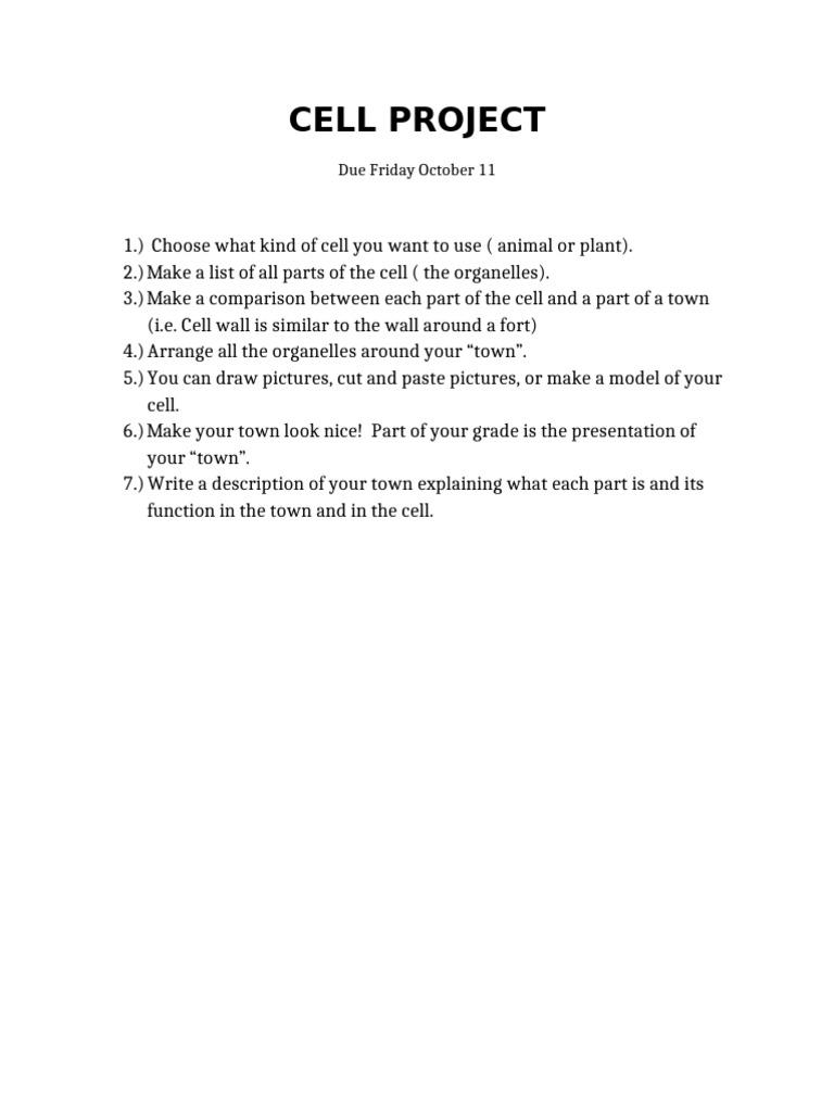 Cell Project | PDF
